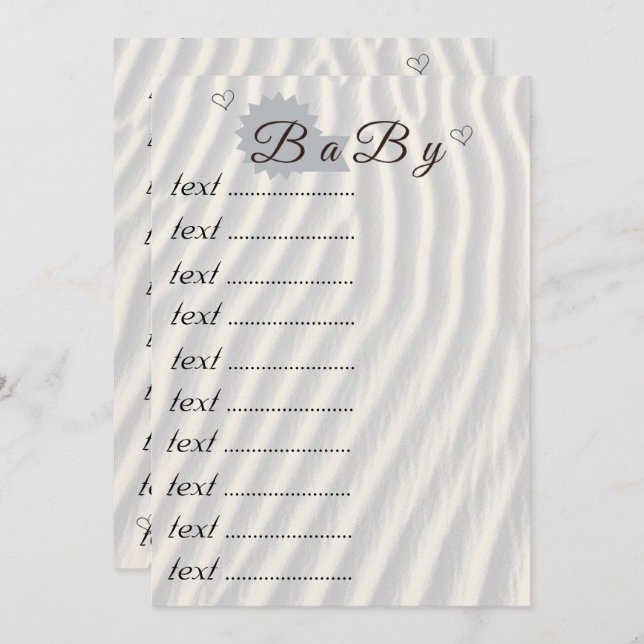 Baby Showspielfamilie | Baby Showspiele Printwerbu Einladung (Vorne/Hinten)