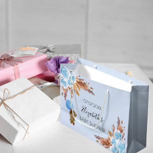 Baby Showteddy Blumenpampas Blue Junge Große Geschenktüte