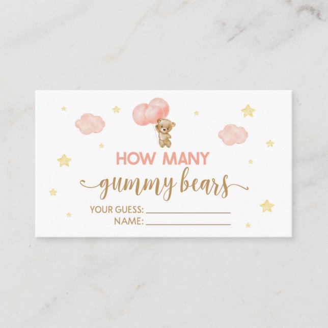 Baby Showteddy wie viele Gummibären Spielkarten Begleitkarte (Vorderseite)
