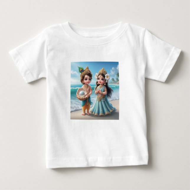 Baby Shree Krishna & Radha mit Diamond Divine Baby T-shirt (Vorderseite)