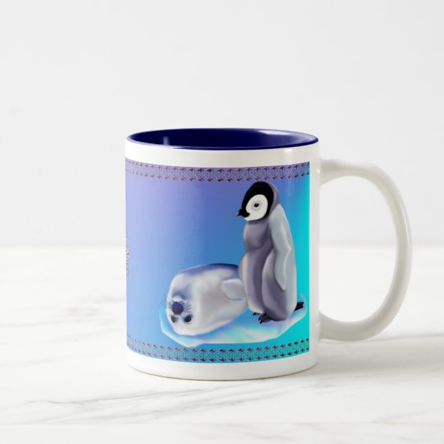 Baby-Siegel und Baby Penquin Schalen Zweifarbige Tasse (Rechts)