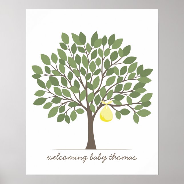 Baby Signature Tree - Groß - Gelb Poster (Vorne)
