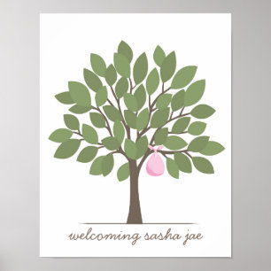 Baby Signature Tree - Rosa Poster