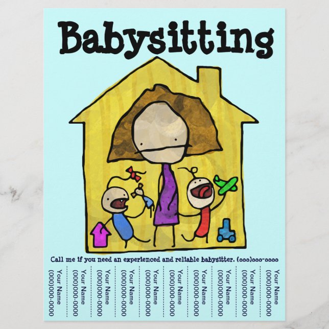 Baby Sitter Teppichschild Flyer (Vorne)