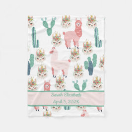 Baby sitzt Niedlich Pink Lama's and Green Cactus B Fleecedecke
