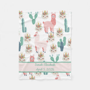 Baby sitzt Niedlich Pink Lama's and Green Cactus B Fleecedecke