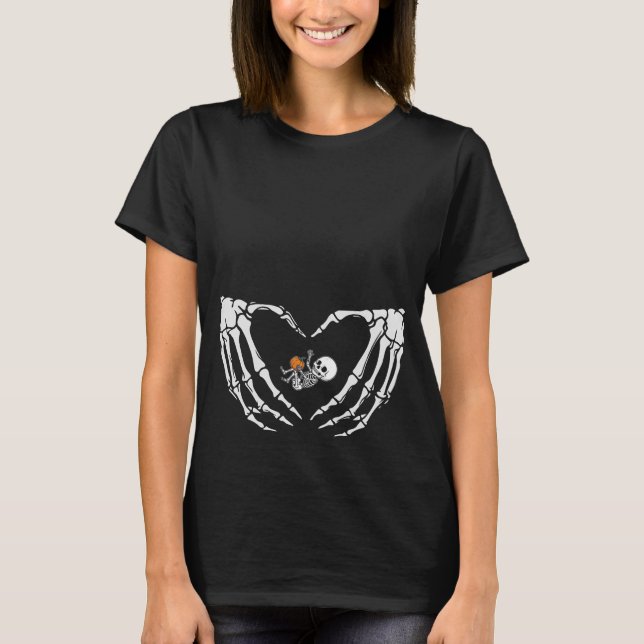 Baby Skeleton Heart Hand Halloween Röntgenschwange T-Shirt (Vorderseite)