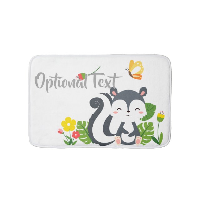Baby Skunk, Butterfly & Blume Badematte (Vorderseite)