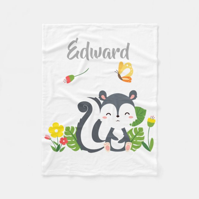 Baby Skunk, Butterfly & Blume Fleecedecke (Vorderseite)