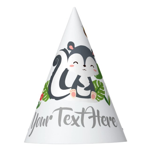 Baby Skunk, Butterfly & Blume Partyhütchen (Vorderseite)