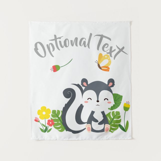 Baby Skunk, Butterfly & Blume Wandteppich (Vorderseite)