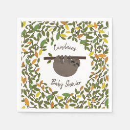 Baby Sloth Autumn Greenerenerity Baby Shower Serviette
