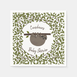 Baby Sloth Greenery Baby Shower Serviette