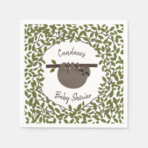 Baby Sloth Greenery Baby Shower Serviette