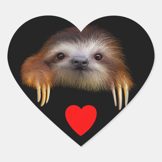 Baby Sloth Herz-Aufkleber (Vorderseite)