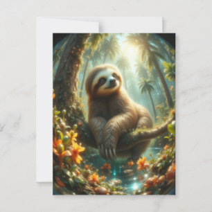 Baby Sloth im Sonnenlicht Postkarte