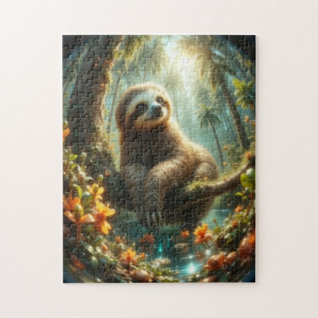 Baby Sloth im Sonnenlicht Puzzle (Vertikal)