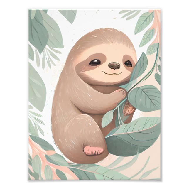 Baby Sloth Kinderzimmer Print Poster Wall Art (Vorne)