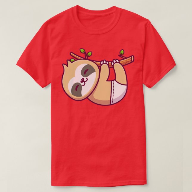 Baby-Sloth mit Baumkronen und Unterwäsche T-Shirt (Design vorne)