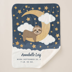 Baby Sloth Moon Baby Sherpa Blanket Sherpadecke