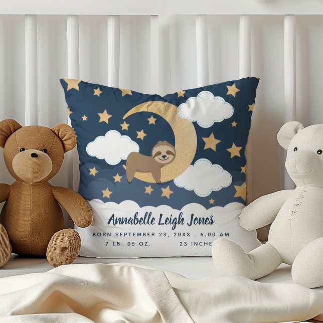 Baby Sloth Moon Kinderzimmer Throw Kissen (Von Creator hochgeladen)