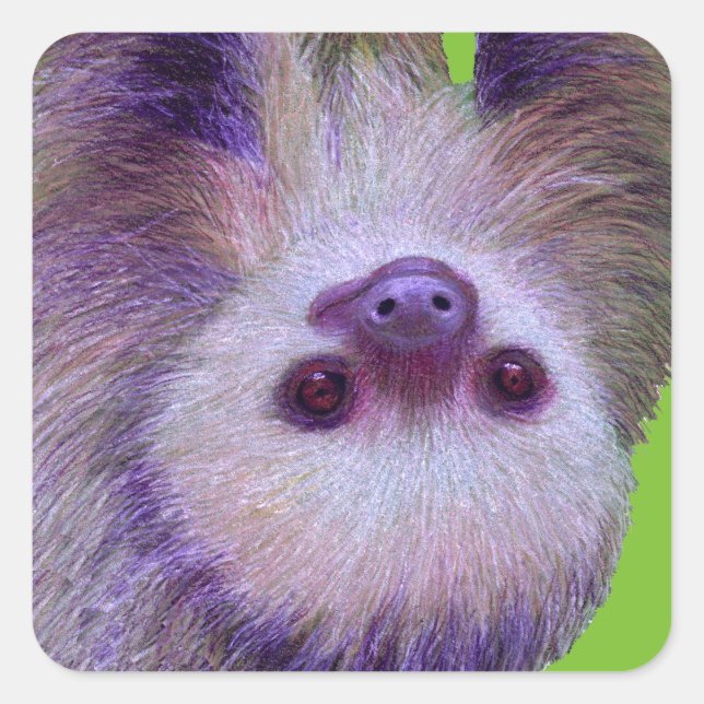 Baby Sloth Quadratischer Aufkleber (Vorderseite)