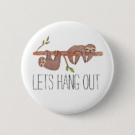 Baby Sloths am Baummuster hängen Button