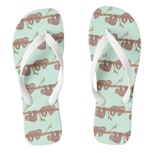 Baby Sloths am Baummuster hängen Flip Flops