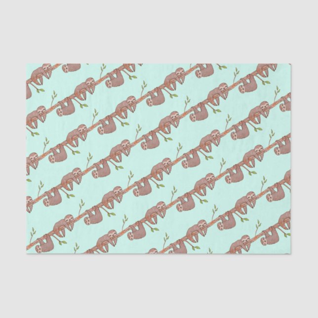 Baby Sloths am Baummuster hängen Seidenpapier (Vorderseite)