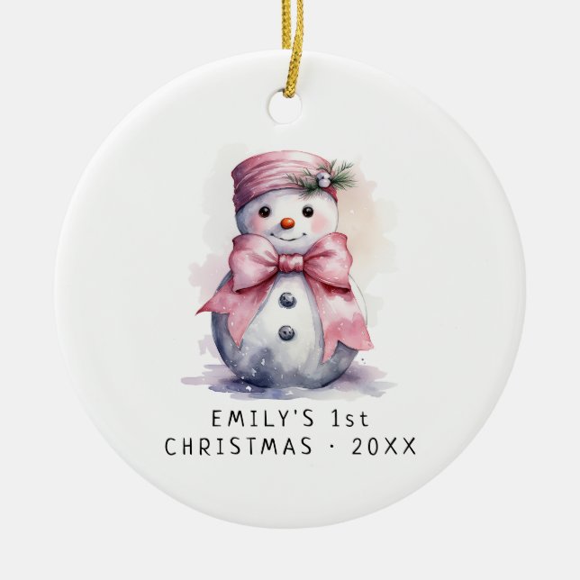 Baby Snowman | Erste Weihnachten des Kindes Keramik Ornament (Vorne)