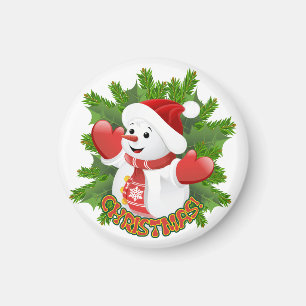 Baby Snowman mit Crystal Snowflakes Ornament Magnet