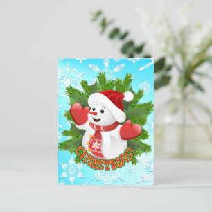 Baby Snowman mit Crystal Snowflakes Ornament Postkarte