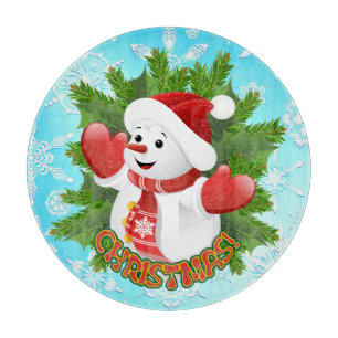 Baby Snowman mit Crystal Snowflakes Ornament Schneidebrett