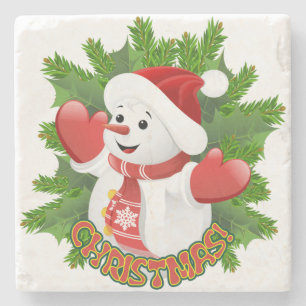 Baby Snowman mit Crystal Snowflakes Ornament Steinuntersetzer