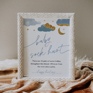 Baby Sock Hunt Game Twinkle Star Baby Shower Boy Poster