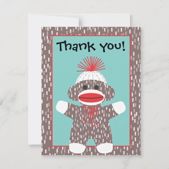 Baby-Socken-Affe danken Ihnen Dankeskarte (Vorderseite)