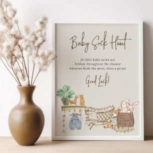 Baby-Socken-Jagd Boho-Baby-Kinderzimmer-Baby-Party Poster