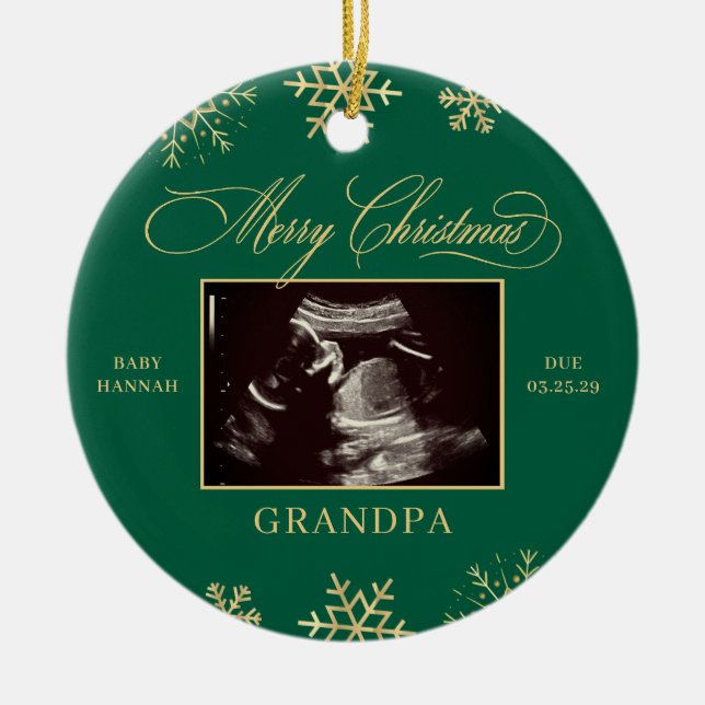Baby Sonogram Grandpa Oma Ultrasound Christmas Keramik Ornament (Vorne)