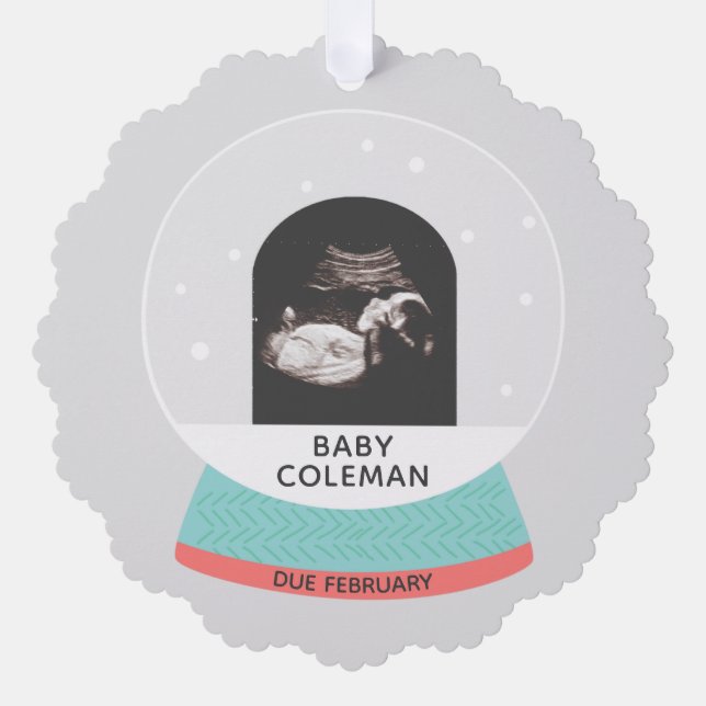 Baby Sonogram Snow Globe Weihnachtskarten Ornament Karte (Vorderseite)