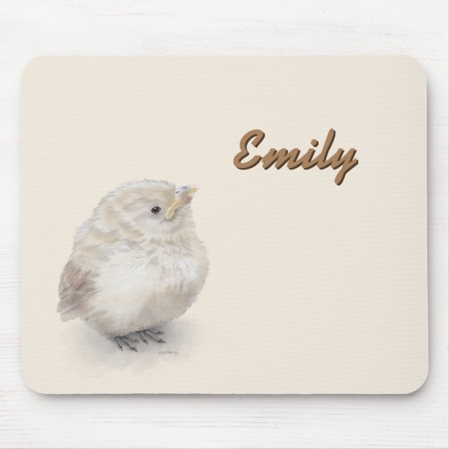 Baby Sparrow Digital Watercolor Mousepad (Vorne)