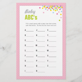 Baby Sprinkle / Baby Shower ABCs Game - Pink