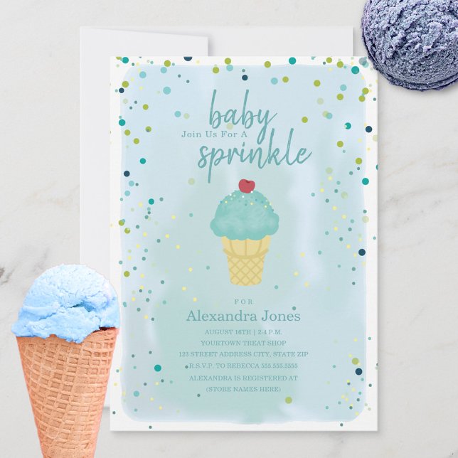 Baby Sprinkle Blue Ice Cream Baby Dusche Einladung (Von Creator hochgeladen)