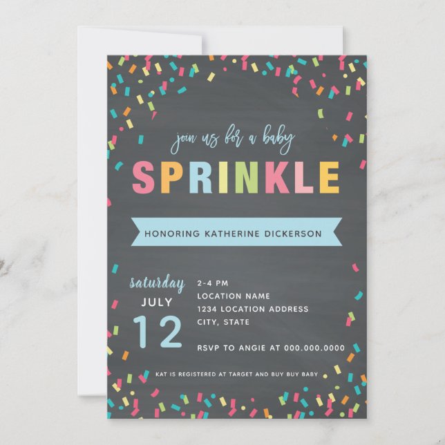 Baby Sprinkle Dusche Einladung Blue Banner (Vorderseite)