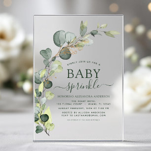 Baby Sprinkle Duschgrün Eukalyptus Sukkulent Acryleinladungen