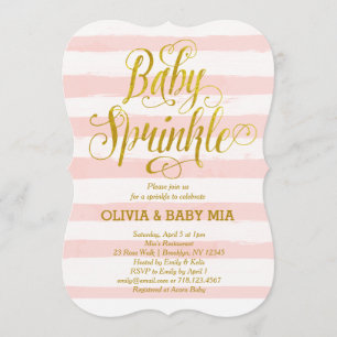 Baby Sprinkle Einladung Girl Pink Gold Weiß