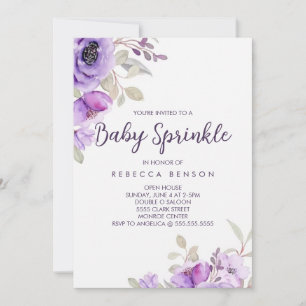 Baby Sprinkle Einladung Lila Blumen Design