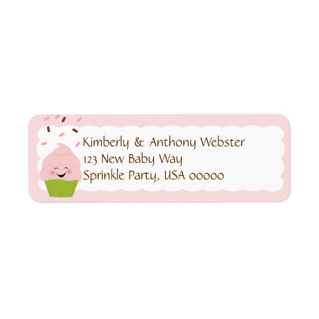 Baby Sprinkle Matching Pink Rücksendeadresse Lable (Vorne)