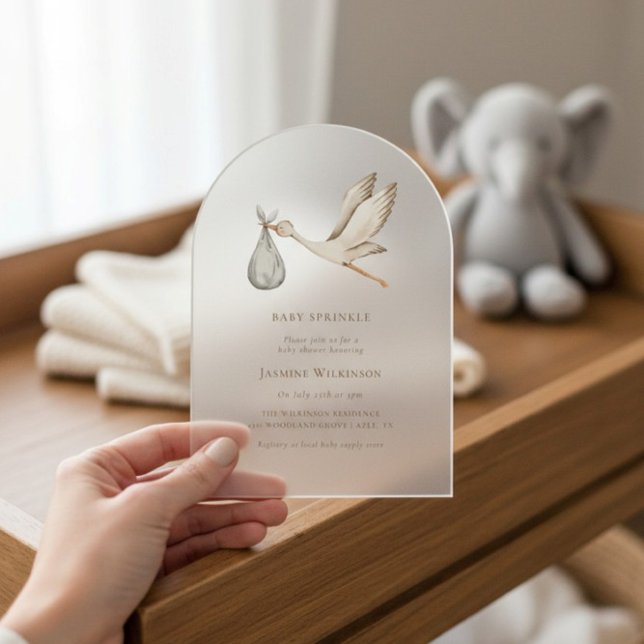 Baby Sprinkle Minimal Wasserfarbe Babydusche Acryleinladungen (Von Creator hochgeladen)