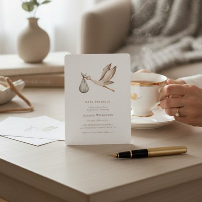 Baby Sprinkle Minimal Wasserfarbe Babydusche Einladung (Von Creator hochgeladen)