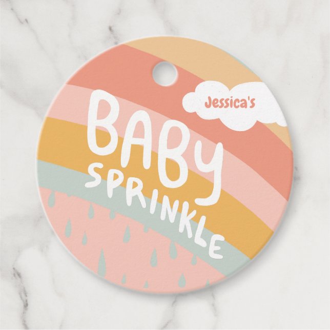 BABY SPRINKLE Niedliche Wolken Regenbogen DANK DAN Geschenkanhänger (Vorderseite)